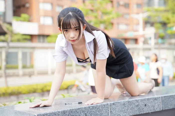 [Mzsock] NO.078 Chen Jialin OL short skirt high heels beautiful legs outdoor shot street photography#[100P]-65