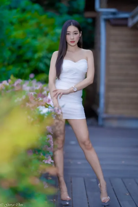 [Mzsock] NO.076 Wu Xiaokui pure white dress high heels beautiful legs outdoor shot street photography#[34P]-9